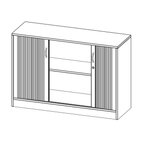 Schrank mit Rollo, 2 Ordnerhöhen - B/H/T: 120x82x40 cm