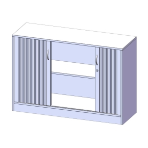 Schrank mit Rollo, 2 Ordnerhöhen - B/H/T: 120x82x40 cm