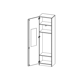 Garderobenschrank mit Spiegel und Garderobenstange, 6 Ordnerhöhen, Türanschlag - B/H/T: 60x226x40 cm
