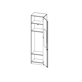 Garderobenschrank mit Spiegel und Garderobenstange, 6 Ordnerhöhen, Türanschlag - B/H/T: 60x226x40 cm