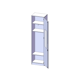 Garderobenschrank mit Spiegel und Garderobenstange, 6 Ordnerhöhen, Türanschlag - B/H/T: 60x226x40 cm