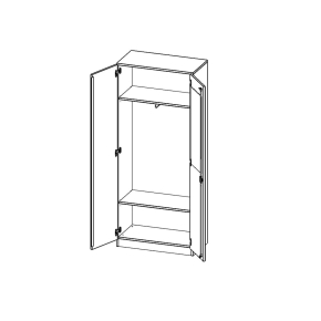 Garderobenschrank mit Spiegel und Garderobenstange, 5 Ordnerhöhen - B/H/T: 80x190x40 cm