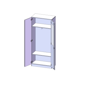 Garderobenschrank mit Spiegel und Garderobenstange, 5 Ordnerhöhen - B/H/T: 80x190x40 cm