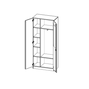 Garderobenschrank mit Spiegel und Garderobenstange, 5 Ordnerhöhen - B/H/T: 80x190x60 cm
