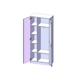 Garderobenschrank mit Spiegel und Garderobenstange, 5 Ordnerhöhen - B/H/T: 80x190x40 cm