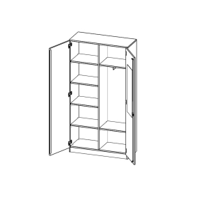 Garderobenschrank mit Spiegel und Garderobenstange, 5 Ordnerhöhen - B/H/T: 100x190x40 cm