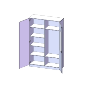 Garderobenschrank mit Spiegel und Garderobenstange, 5 Ordnerhöhen - B/H/T: 120x190x40 cm