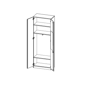 Garderobenschrank mit Spiegel und Garderobenstange, 6 Ordnerhöhen - B/H/T: 80x226x40 cm