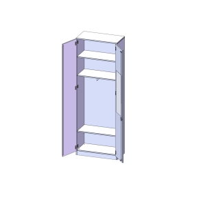 Garderobenschrank mit Spiegel und Garderobenstange, 6 Ordnerhöhen - B/H/T: 80x226x40 cm