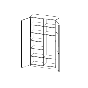 Garderobenschrank mit Spiegel und Garderobenstange, 6 Ordnerhöhen - B/H/T: 120x226x40 cm