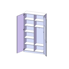 Garderobenschrank mit Spiegel und Garderobenstange, 6 Ordnerhöhen - B/H/T: 120x226x40 cm