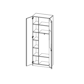 Garderobenschrank mit Spiegel und Garderobenstange, 6 Ordnerhöhen - B/H/T: 80x226x40 cm Garderobenschrank mit Spiegel und Garderobenstange, 6 Ordnerhöhen - B/H/T: 80x226x40 cm