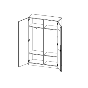 Garderobenschrank mit Spiegel und Garderobenstange, 5 Ordnerhöhen - B/H/T: 120x190x40 cm