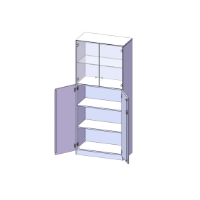 Schrank, 5 Ordnerhöhen, Türen unten (3 OH), oben 2 Vitrinentüren - B/H/T: 80x190x40 cm