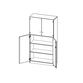 Schrank, 5 Ordnerhöhen, Türen unten (3 OH), oben 2 Vitrinentüren - B/H/T: 100x190x40 cm