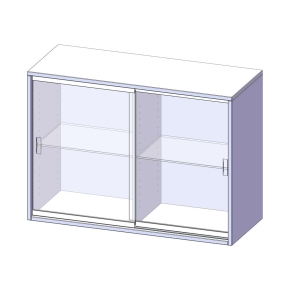 Aufsatz mit Glasschiebetüren, 2 Ordnerhöhen - B/H/T: 100x72x40 cm