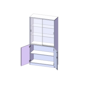 Kombischrank, 5 Ordnerhöhen, Drehtüren unten (2 OH), Glasschiebetüren oben (3 OH) - B/H/T: 100x190x40 cm