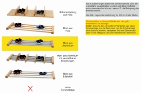 Garderobenbank Stollenbauweise, 3-seitig geschlossen, mit Schuhrost aus Aluminium