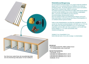 Wangenbank mit Sitztiefenverlängerung