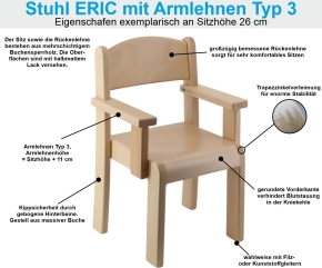 Stuhl ERIC mit Armlehnen Typ 3 und Fußbank