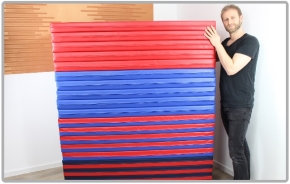 Liegepolster in Ihrer Wunschgröße (max. 140x60x8 cm), Bezug: Jeansstoff / Kunstleder rot
