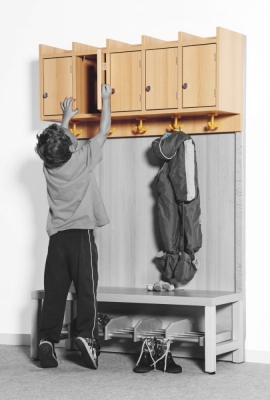 Mützenablage 1,5-reihig mit Türen, 4 Plätze, B/H/T 80 x 46 x 27 cm