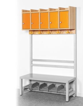 Mützenablage 1,5-reihig mit Türen, Höhe 46 cm, Tiefe 27 cm, Breite nach Wahl