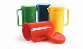Kunststoffgeschirr "Kinderzeug" - (13) Kanne mit Deckel groß, WEISS, 1,30 Liter, Ø 105 x H 195 mm