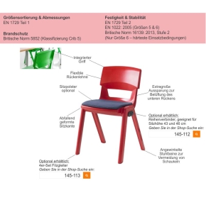 POSTURA+ Kunststoffstuhl - Sitzhöhe 35 cm, TINTENBLAU