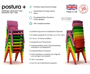POSTURA+ Kunststoffstuhl - Sitzhöhe 31 cm, ASCHGRAU