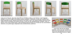 Stuhl ERIC mit roter Rückenlehne, Sitzhöhe 35 cm, Filzgleiter