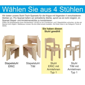 Sparset: 2 Stück Halbrundtisch 120×60 cm Höhe 46 cm + 6 Stück Armlehnenstuhl ERIC Sitzhöhe 26 cm