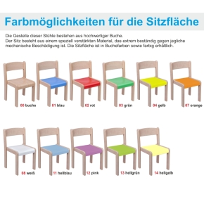 Stapelstuhl VICTOR, Buche natur, Sitzfläche 03 GRÜN, Sitzhöhe 31 cm, Kunststoffgleiter