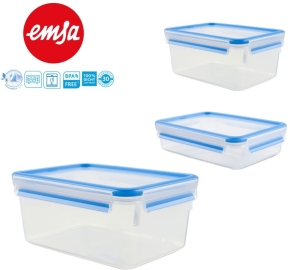 Clip&Close Frischhaltedose aus Kunststoff, Großformat, rechteckig, Transparent/Blau, 3,7 Liter