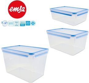 Clip&Close Frischhaltedose aus Kunststoff, Maxiformat, rechteckig, Transparent/Blau, 8 Liter