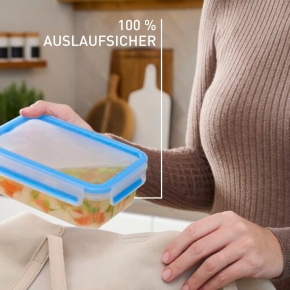 Clip&Close Frischhaltedose aus Kunststoff, Klassikformat, rechteckig, Transparent/Blau