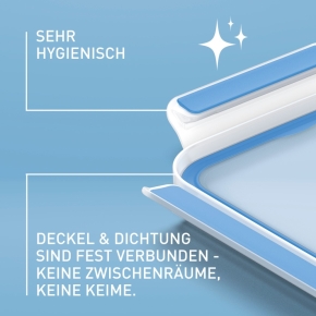 Clip&Close Frischhaltedose aus Kunststoff, Klassikformat, rechteckig, Transparent/Blau