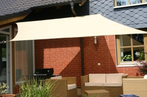 Sonnensegel Form Quadrat, wasserdurchlässig, 5 x 5 m, beige