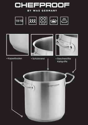 CHEFPROOF Sauteuse aus Edelstahl 18/10, Ø x H 20 x 6,5 cm