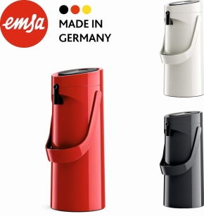 Pump-Isolierkanne 1,9 Liter, drehbarer Fuß, doppelwandiger Vakuum-Glaskolben, rot