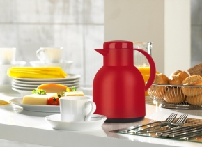 Isolierkanne 1,00 Liter, Glaseinsatz, Polypropylen, öffnen per Knopfdruck