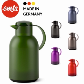 Isolierkanne 1,5 Liter, Glaseinsatz, Polypropylen, öffnen per Knopfdruck dunkelgrün