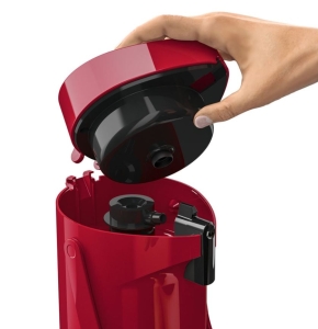 Pump-Isolierkanne 1,9 Liter, drehbarer Fuß, doppelwandiger Vakuum-Glaskolben, rot