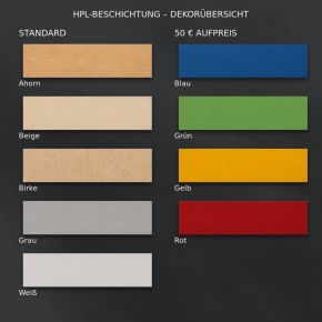 Zargenloser Rechtecktisch mit 25 mm Multiplex-Tischplatte