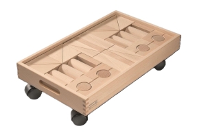 Fröbelbausteine im Bauwagen mit Rollen, 230-teilig, 56 x 33 x 38 cm
