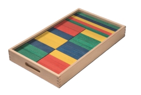 Fröbelbausteine im Bauwagen mit Rollen, 230-teilig, bunt, 56 x 33 x 38 cm