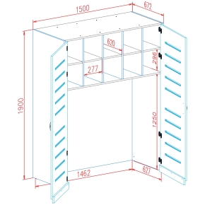 Garagenschrank 2 x 5 Fächer und Sockelnische, in verschiedenen Ausführungen