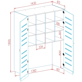 Garagenschrank mit 3 x 12 Fächer und Sockelnische, in verschiedenen Ausführungen