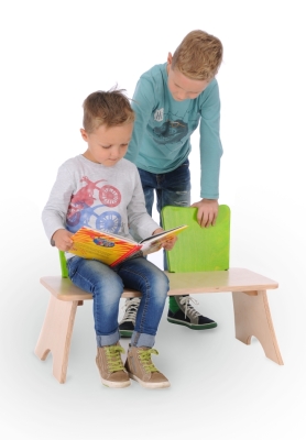 Duo-Bank aus Holz, natur/grün, 75 x 49 x 35 cm