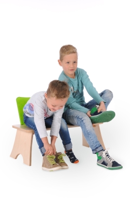 Duo-Bank aus Holz, natur/grün, 75 x 49 x 35 cm